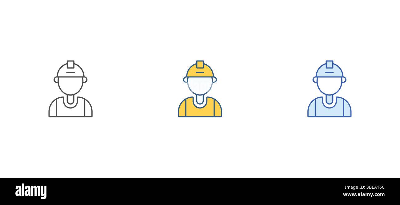 Set di icone del vettore di lavoro tecnico. Manutenzione da parte di tecnici e operai edili Symbol Concept. Illustrazione Vettoriale