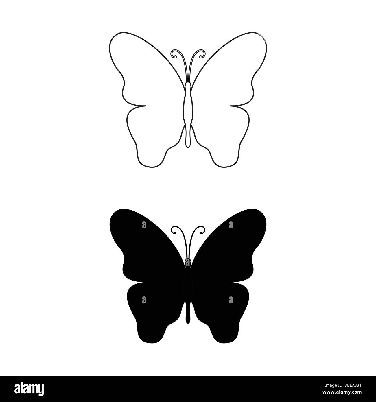Design minimale a farfalla e silhouette - Insect Art semplice ed elegante Illustrazione Vettoriale