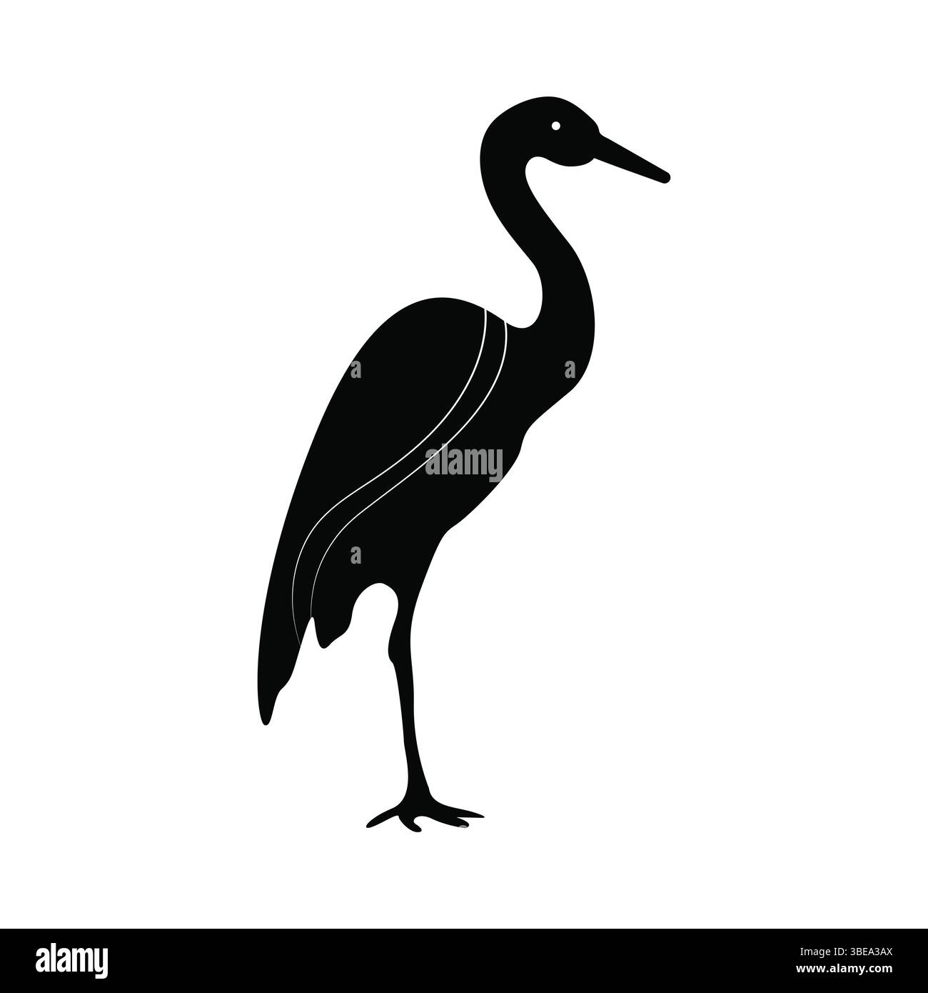 Elegante illustrazione della silhouette Heron Illustrazione Vettoriale