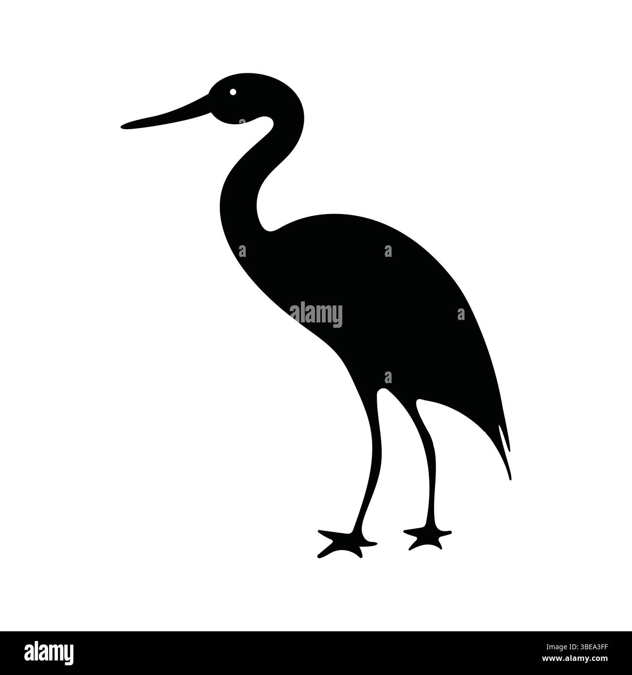 Elegante illustrazione della silhouette Heron Illustrazione Vettoriale