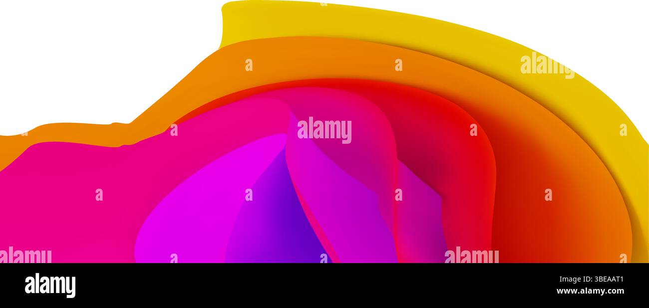 Motivo grafico di sfondo giallo astratto 3D con moderna onda rossa. Carta a strati con texture grafica e tessuto dinamico sfumato per la presentazione. Tubazioni fluide Illustrazione Vettoriale