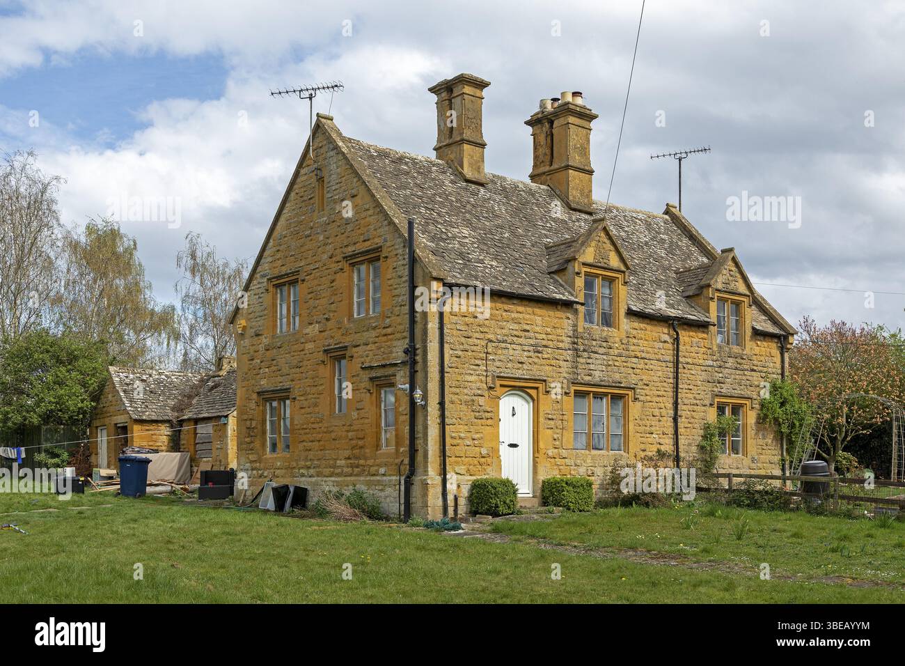 Casa color miele, Stanway, Broadway, Cotswolds, Inghilterra, gran Bretagna Foto Stock
