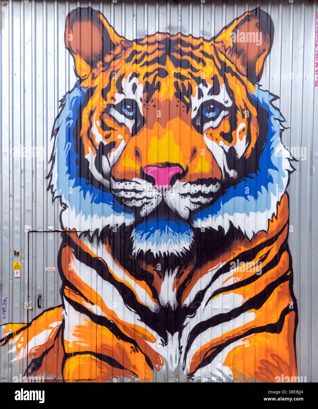 Arte murale tigre nella città creativa Telliskivi Tallinn Estonia Foto Stock