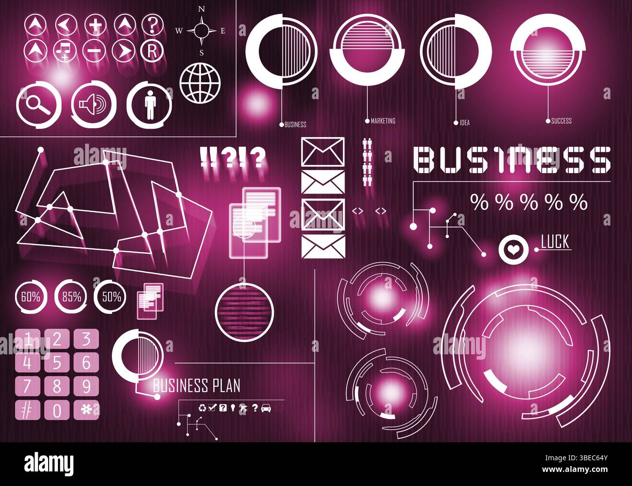 Business digitale immagine di sfondo con icone sulla schermata media Foto Stock