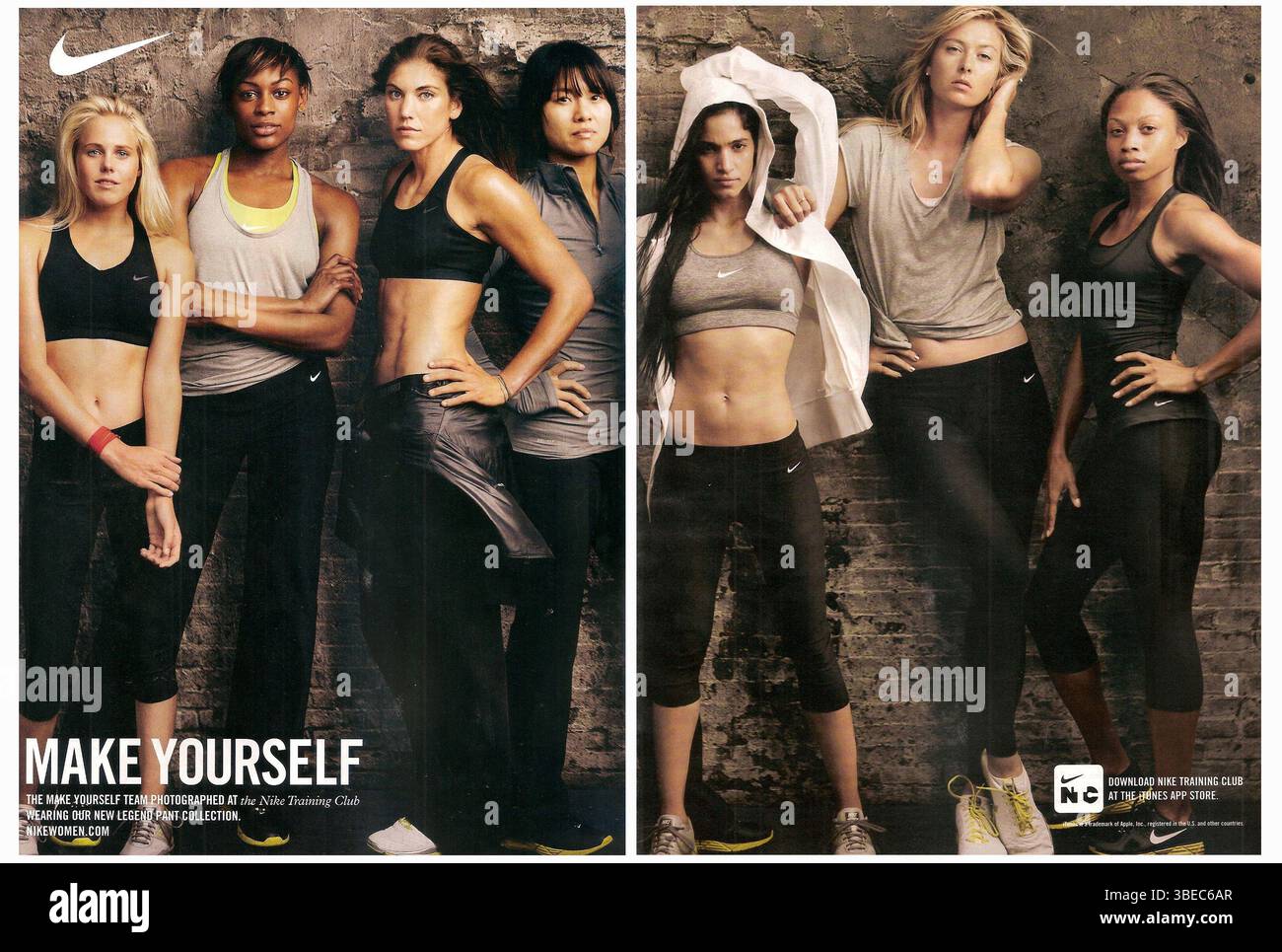 Annuncio Nike Training Club 2011 con Laura Enever, Perri Shakes-Drayton, Hope solo, li Na, Sofia Boutella, Maria Sharapova, Allyson Felix - "fai te stesso" Foto Stock