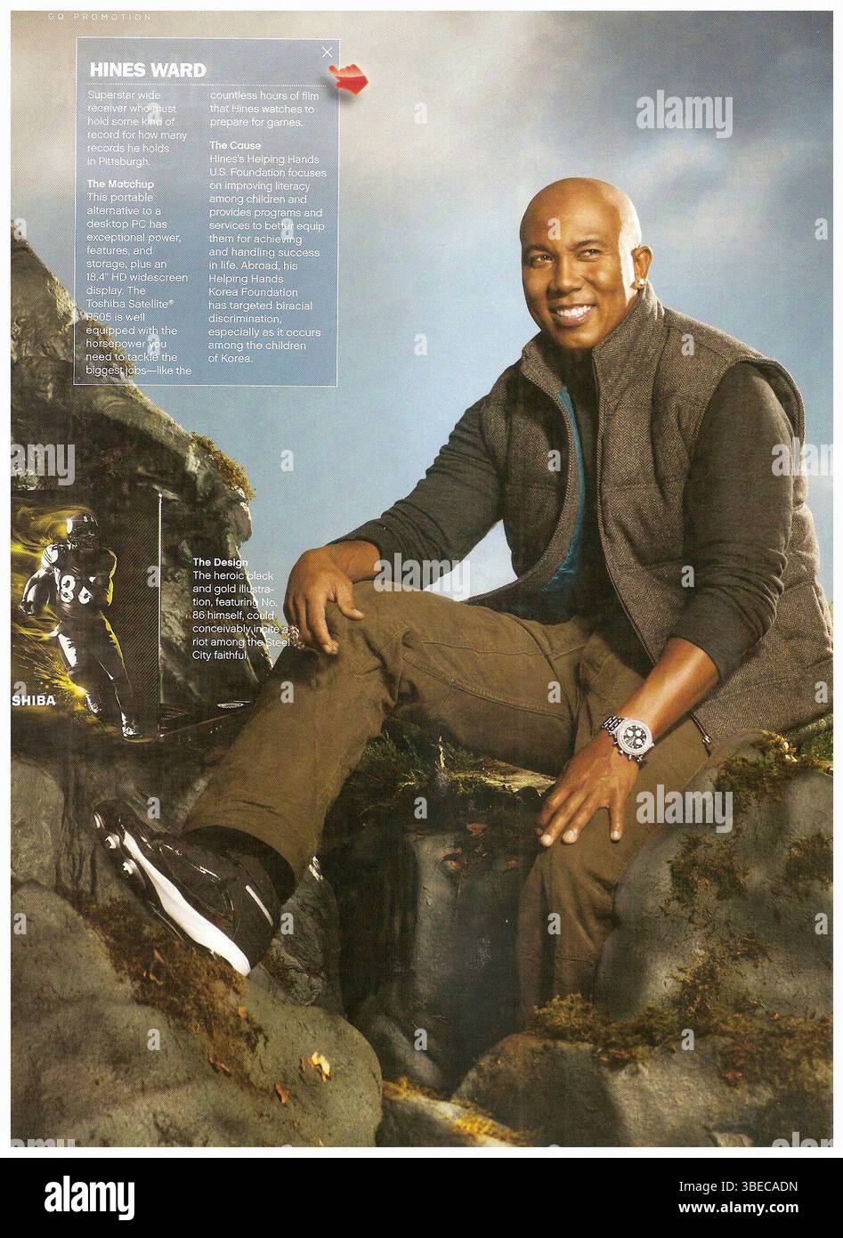 Annuncio laptop 2010 Toshiba satellite P505 con Hines Ward Foto Stock