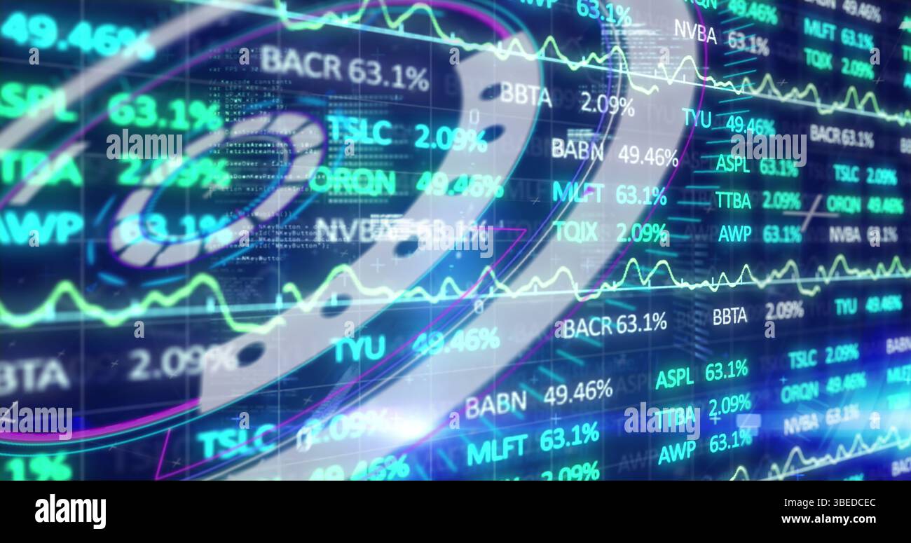 Immagine dell'ambito di applicazione e dell'elaborazione dei dati finanziari Foto Stock