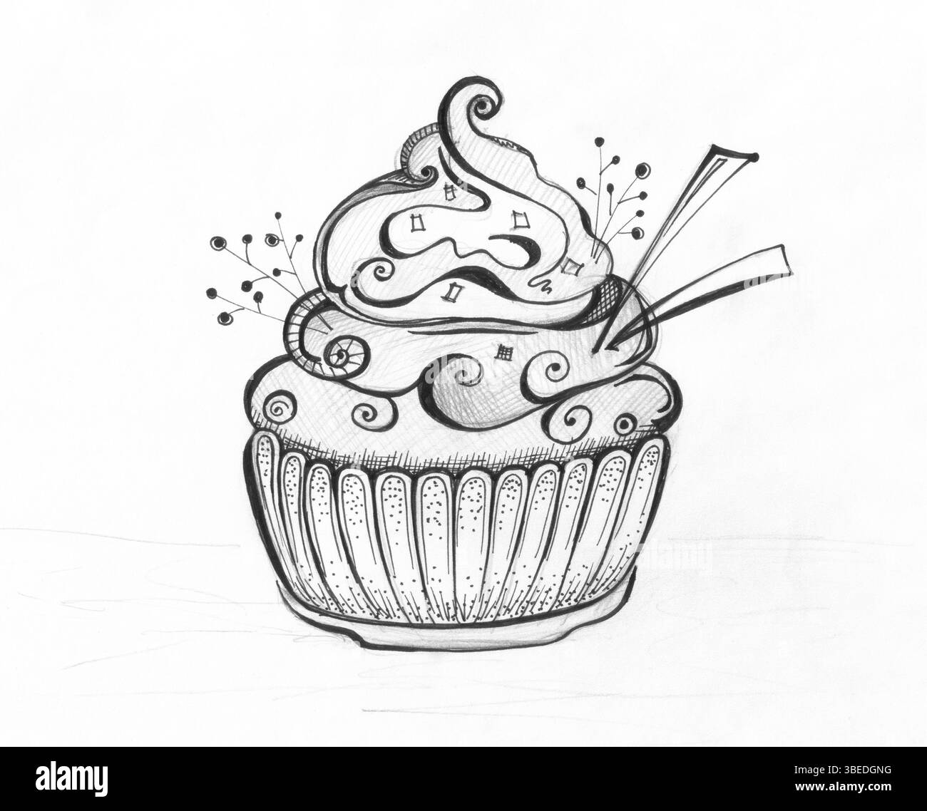 Illustrazione - dessert in una tazza di gelato e crema Foto Stock