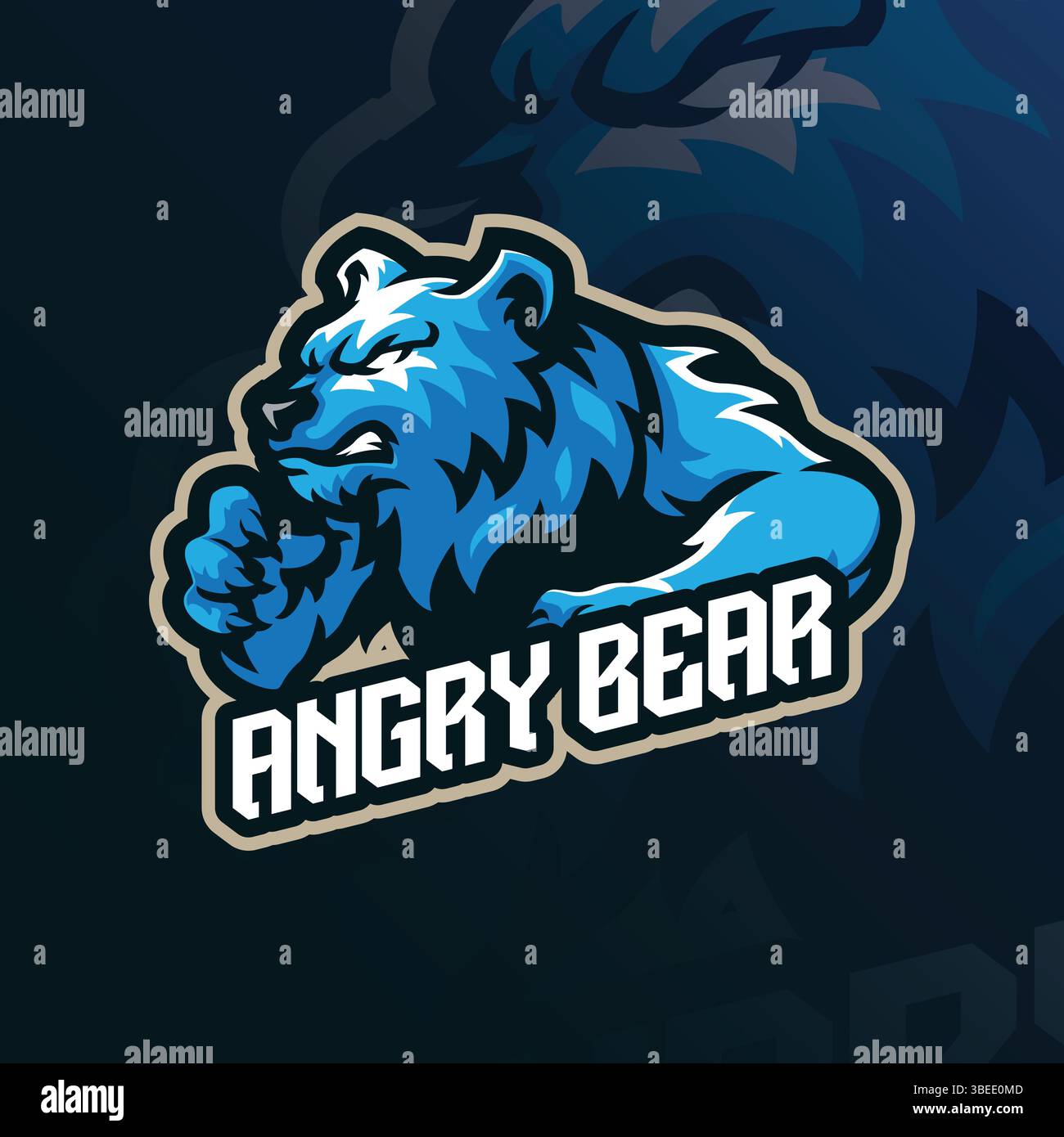 Logo della mascotte con un moderno stile di illustrazione per la stampa di badge, emblema e t shirt. Illustrazione di un orso arrabbiato. Illustrazione Vettoriale