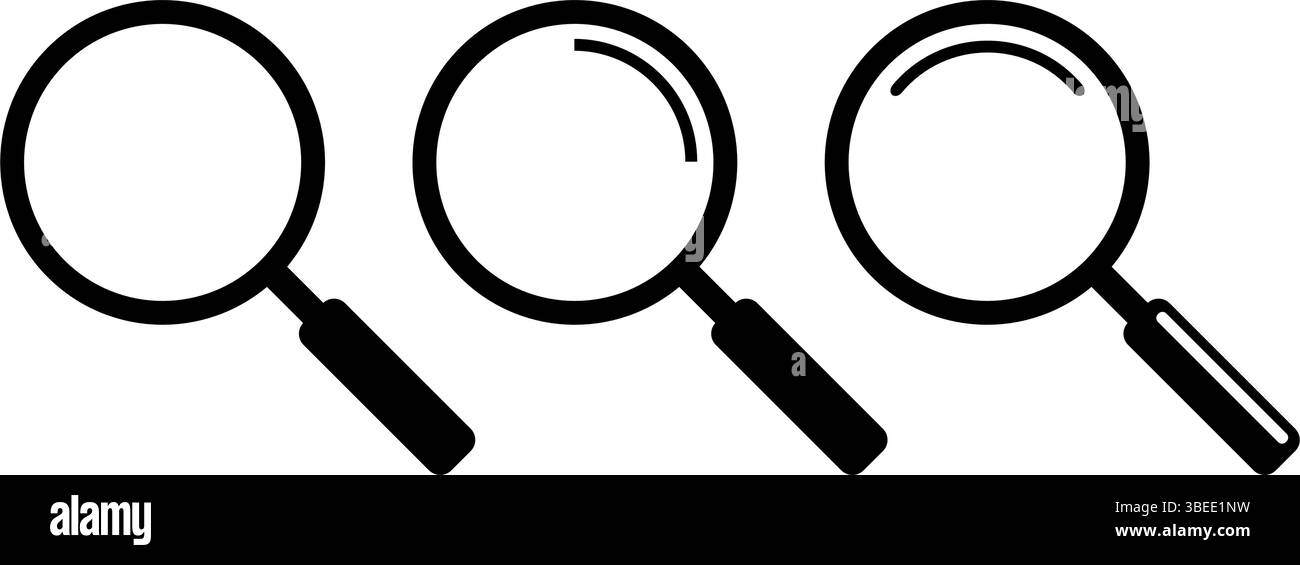 Set di icone lente d'ingrandimento con lente d'ingrandimento vettoriale Illustrazione Vettoriale