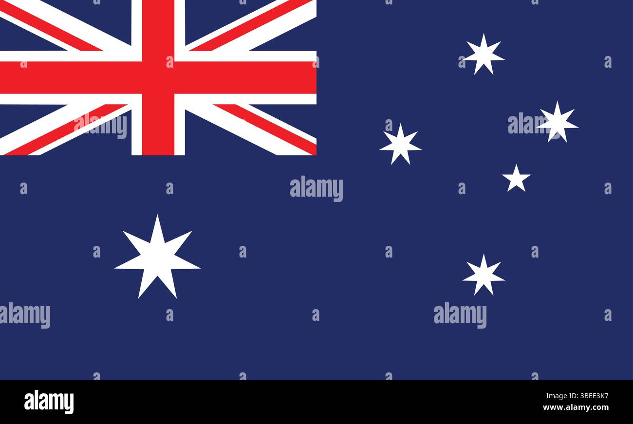 Design vettoriale bandiera australiana. Illustrazione della bandiera nazionale. Illustrazione Vettoriale