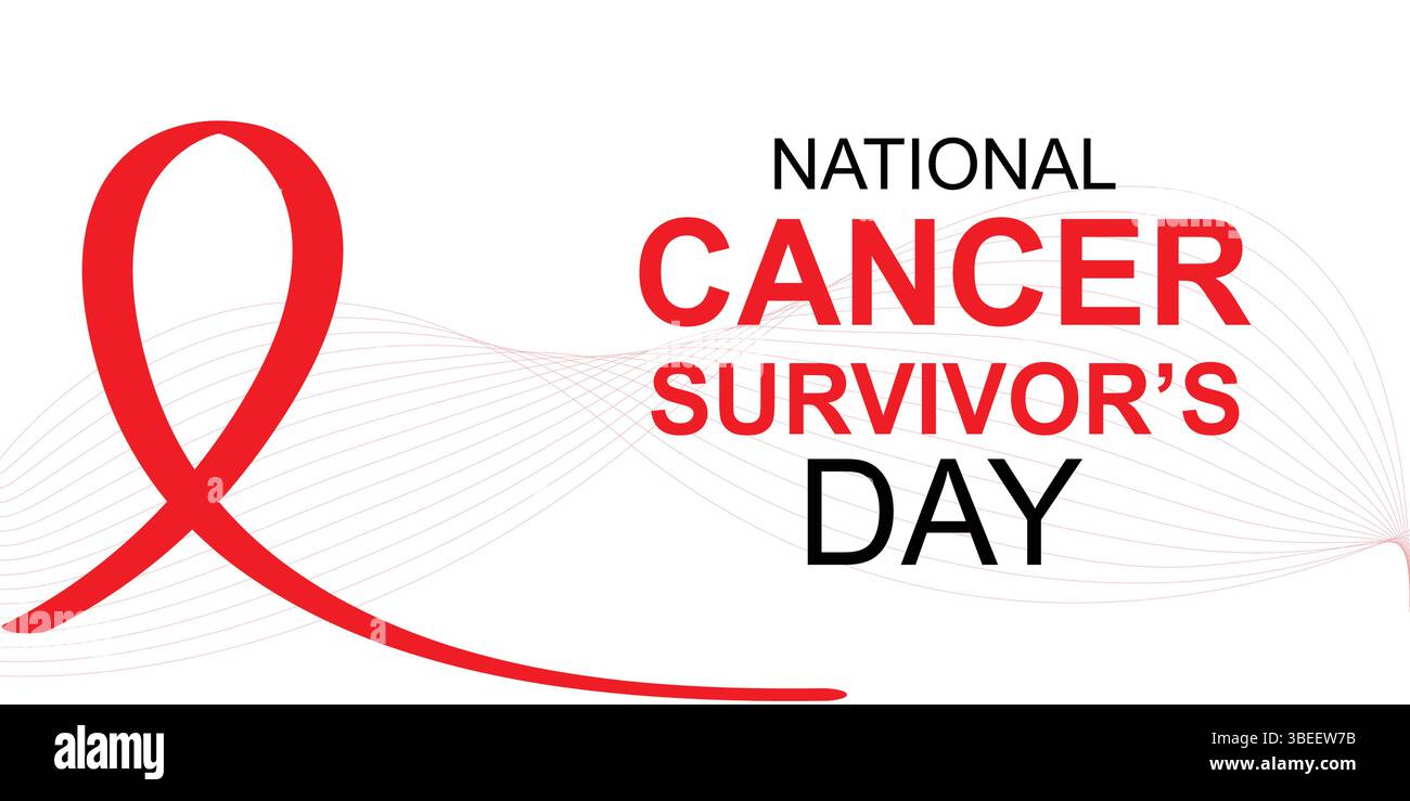Giornata nazionale per i sopravvissuti al cancro con Red Ribbon Illustrazione Vettoriale
