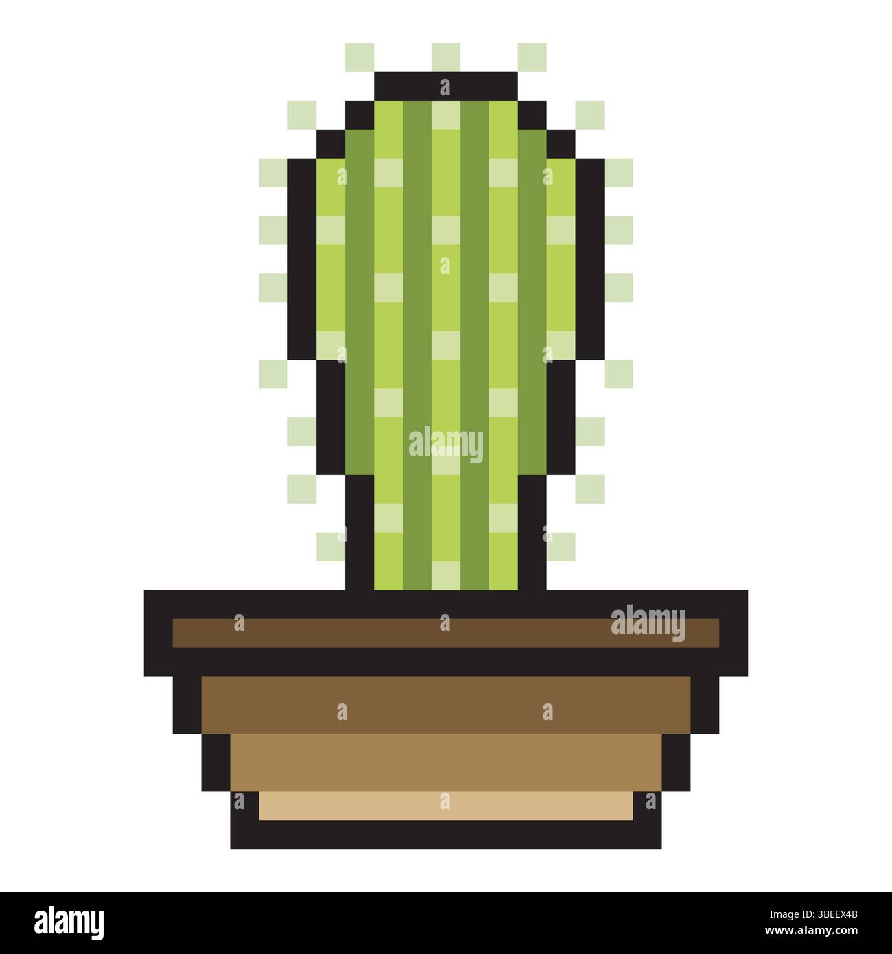Cactus in pentola in stile pixel art Illustrazione Vettoriale