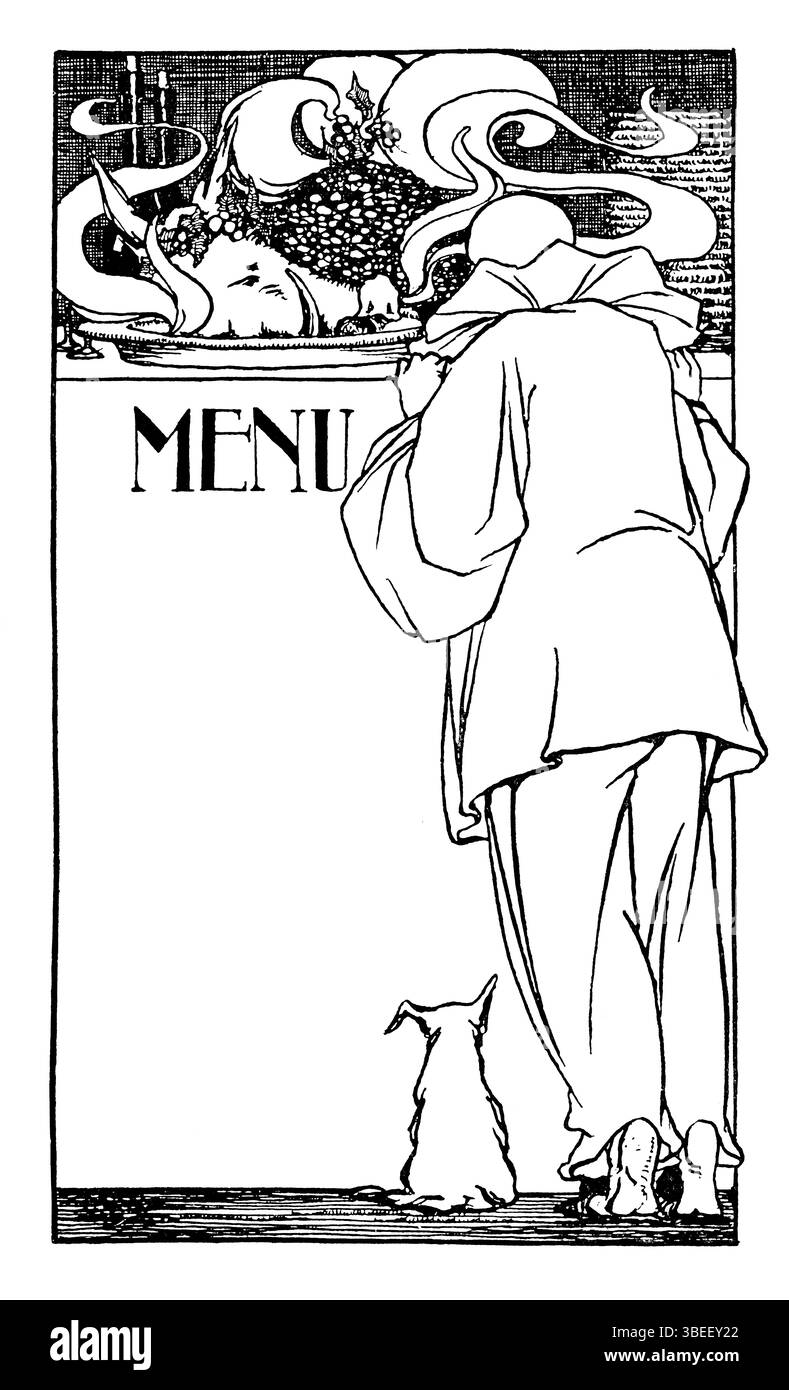 Art Nouveau Design per un menu a scelta di Janet Scott Chisholm Simpson di Bromley da Studio Magazine 1901 Foto Stock Art Nouveau Design per un menu a scelta di Janet Scott Chisholm Simpson di Bromley da Studio Magazine 1901 Foto Stock