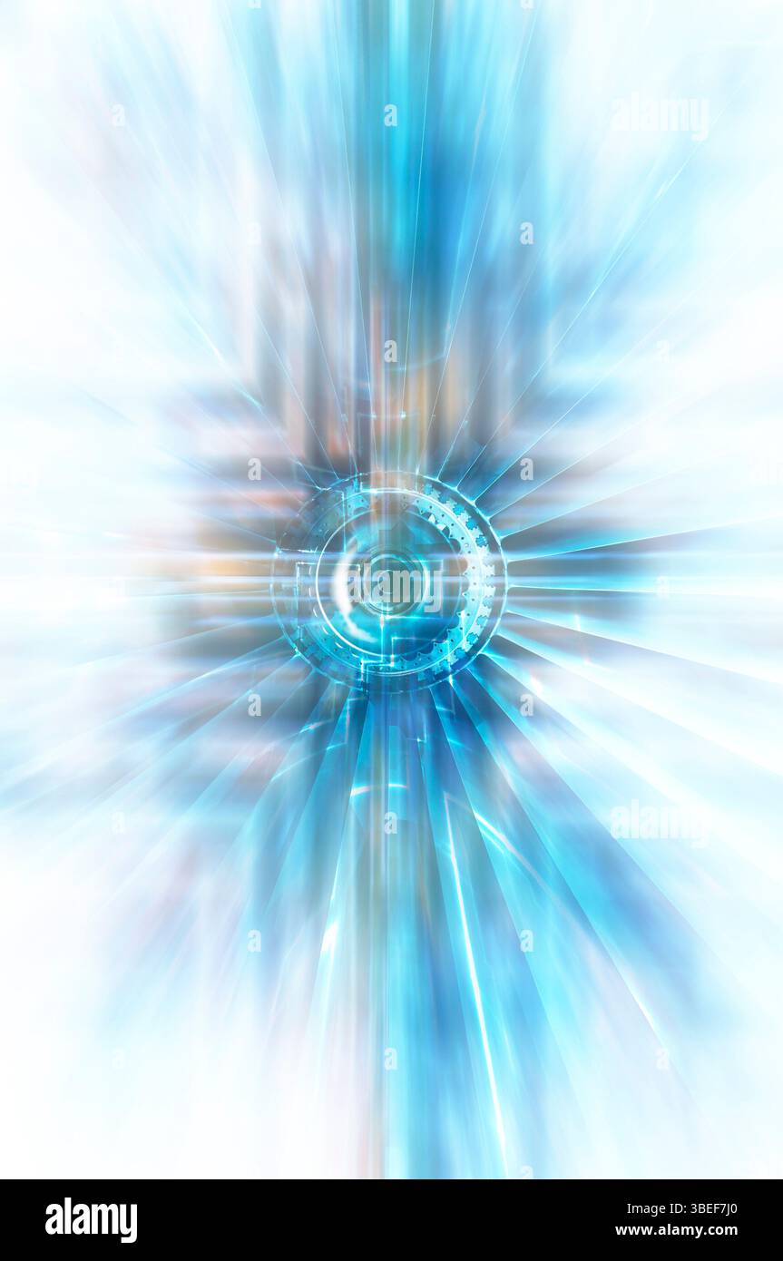 sfondo astratto blu e bianco con effetto zoom Foto Stock