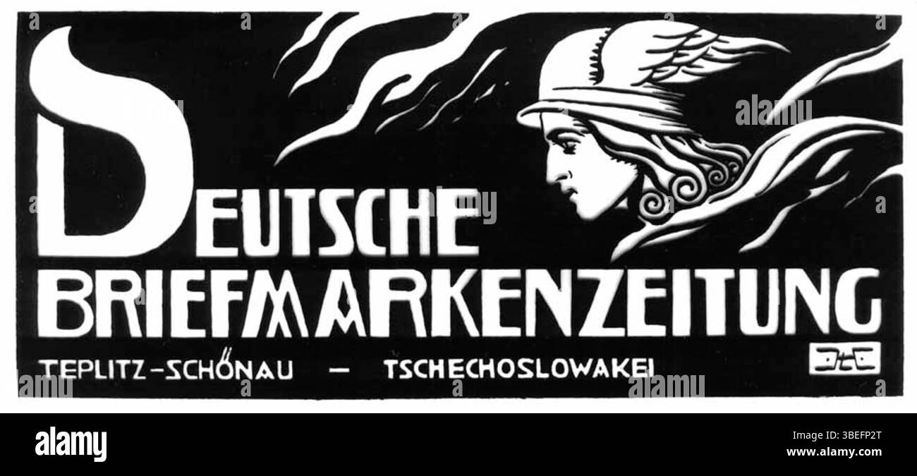 Copertina filatelica della rivista filatelica tedesca, con l'opera di Betislav Janík nel 1928. Foto Stock