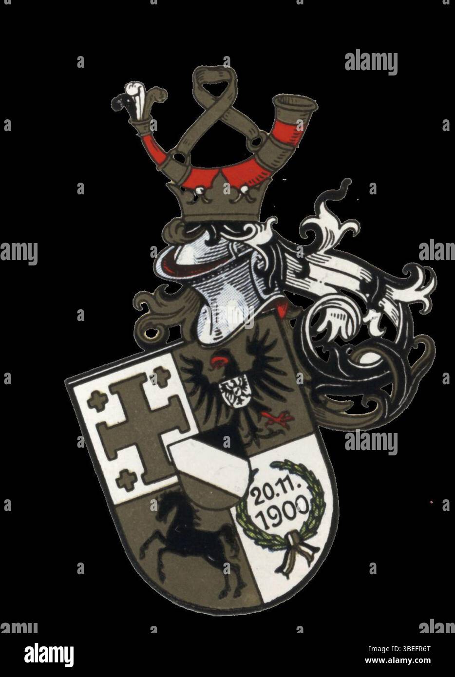 Lo stemma dello Stuttgarter Wingolfs, come illustrato in Michael Doeberl 's 1931 *Akademisches Deutschland B.. 4*, trovato in Tafel 54/55. Questo emblema araldico rappresenta l'organizzazione studentesca di Stoccarda. Foto Stock