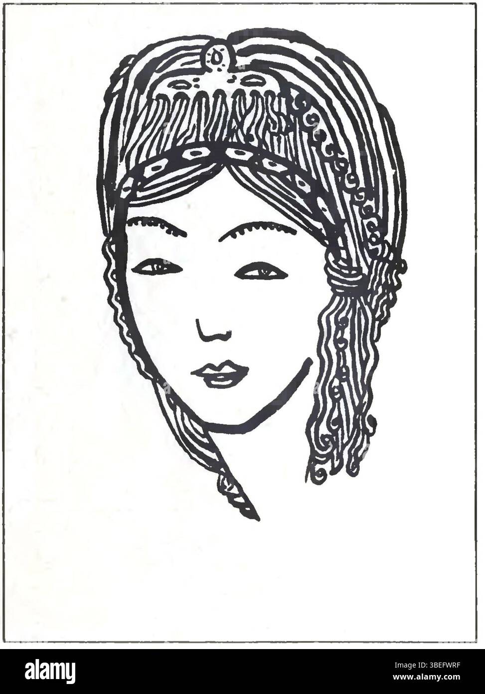 Nella sua illustrazione a pagina 27 di Flora (1919), Pamela bianco continua a fondere il disegno con elementi poetici, dimostrando il suo stile unico che fonde forme d'arte visive e letterarie all'inizio del XX secolo. Foto Stock