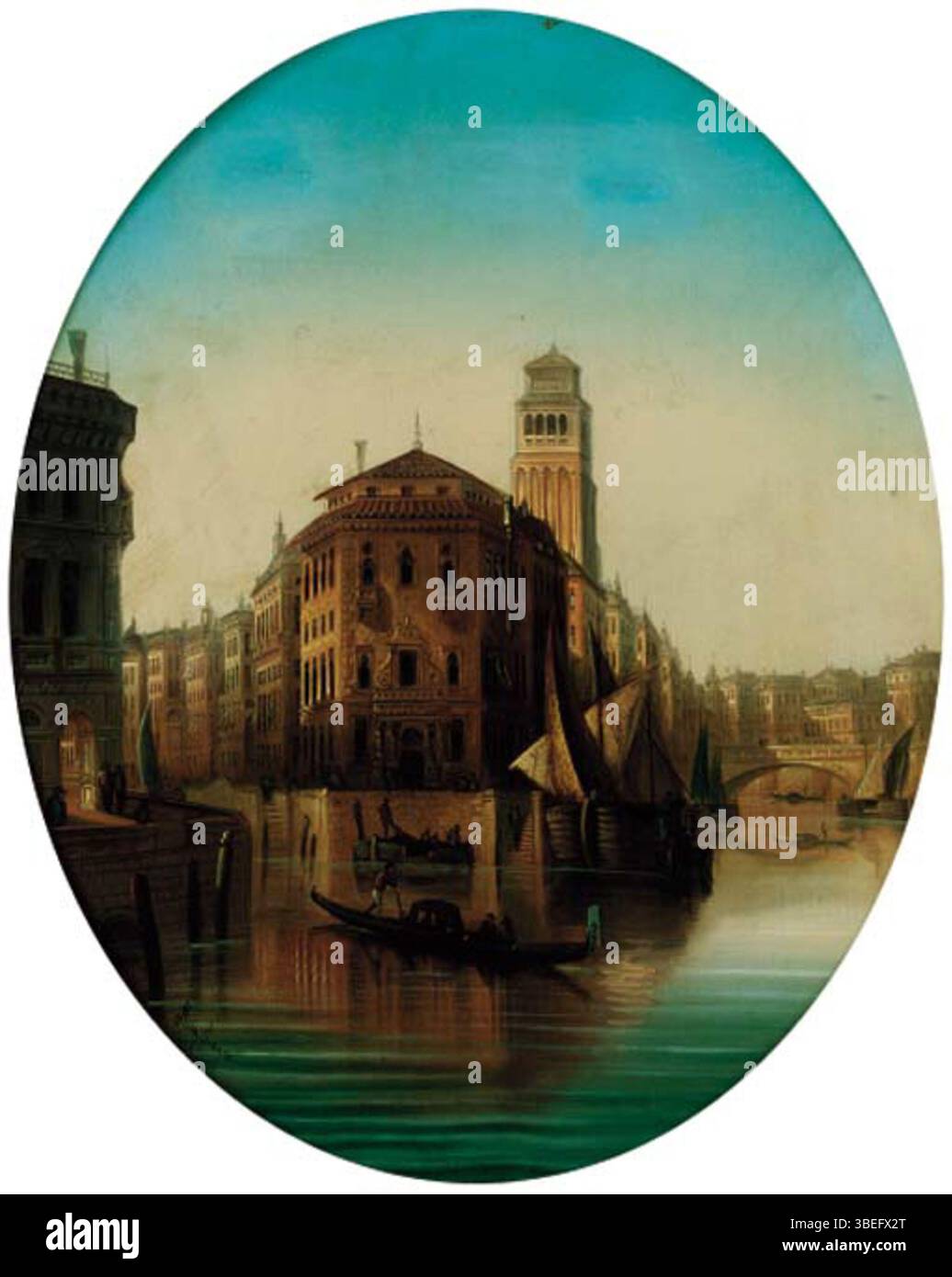 Il "Canal grande, Venezia" di August von Siegen raffigura l'iconico corso d'acqua veneziano con i suoi eleganti edifici e la vivace attività, mostrando la bellezza architettonica e l'atmosfera vibrante di Venezia. Foto Stock