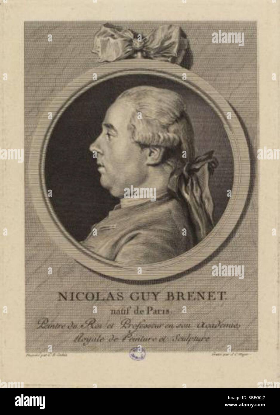 Ritratto di Nicolas Guy Brenet (1728-1792), pittore e incisore francese, di Simon Charles Miger (XVIII-XIX secolo). Foto Stock Ritratto di Nicolas Guy Brenet (1728-1792), pittore e incisore francese, di Simon Charles Miger (XVIII-XIX secolo). Foto Stock