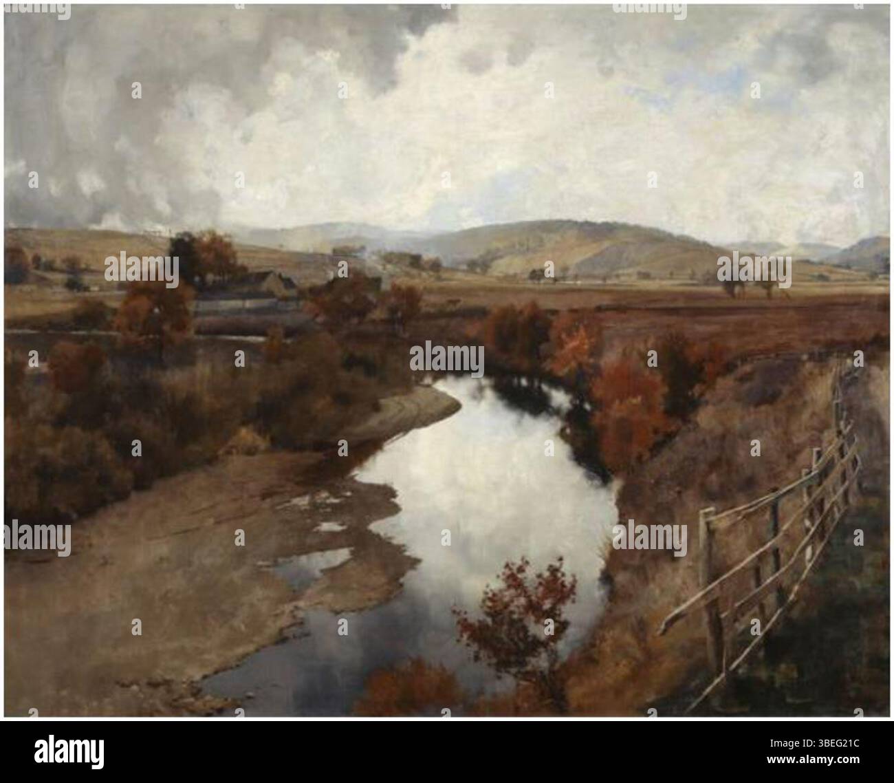 Il dipinto del 1887 di James Paterson "Autumn in Glencairn, Moniaive" raffigura un paesaggio scozzese in autunno, mostrando i colori mutevoli della stagione. Paterson cattura la bellezza della Scozia rurale con un'attenzione particolare alla luce e alla natura. Foto Stock