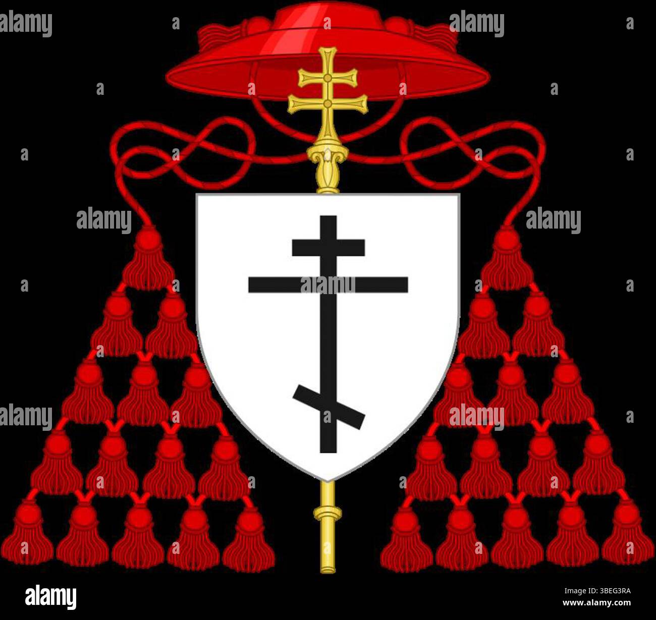 Il cardinale Isidoro di Kiev, una figura di spicco del XV secolo, è noto per il suo ruolo nell'Unione di Firenze e per la sua leadership nelle Chiese ortodosse orientali e latine. Il suo stemma riflette il suo status ecclesiastico e la sua influenza all'interno della Chiesa cattolica. Foto Stock