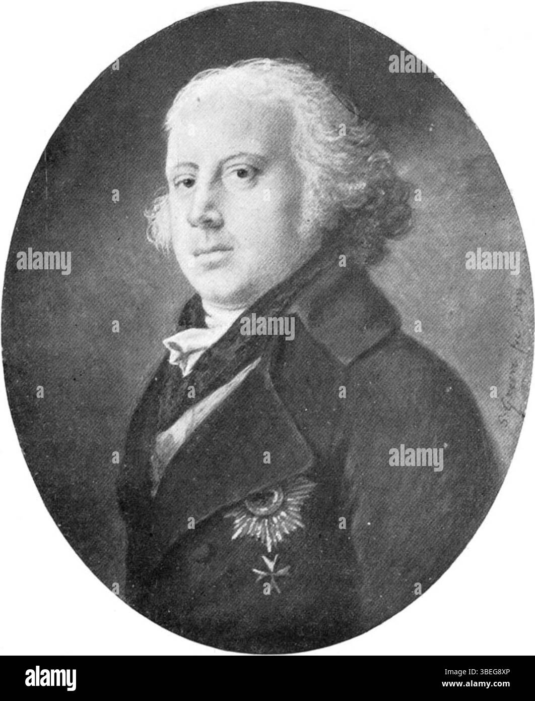 Ritratto dello statista Stephanus Greeve (1760-1815), dipinto in stile tradizionale olandese, evidenziando l'abbigliamento formale e l'espressione composta. Foto Stock