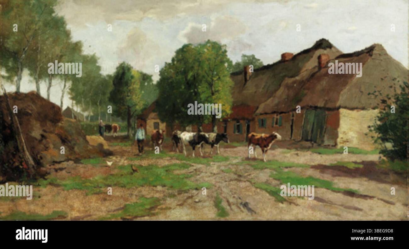 "Homewards" di Johan Scherrewitz (1868-1951) cattura una scena serena di viaggiatori che tornano a casa. Il dipinto evoca temi di nostalgia e ritorno. Foto Stock