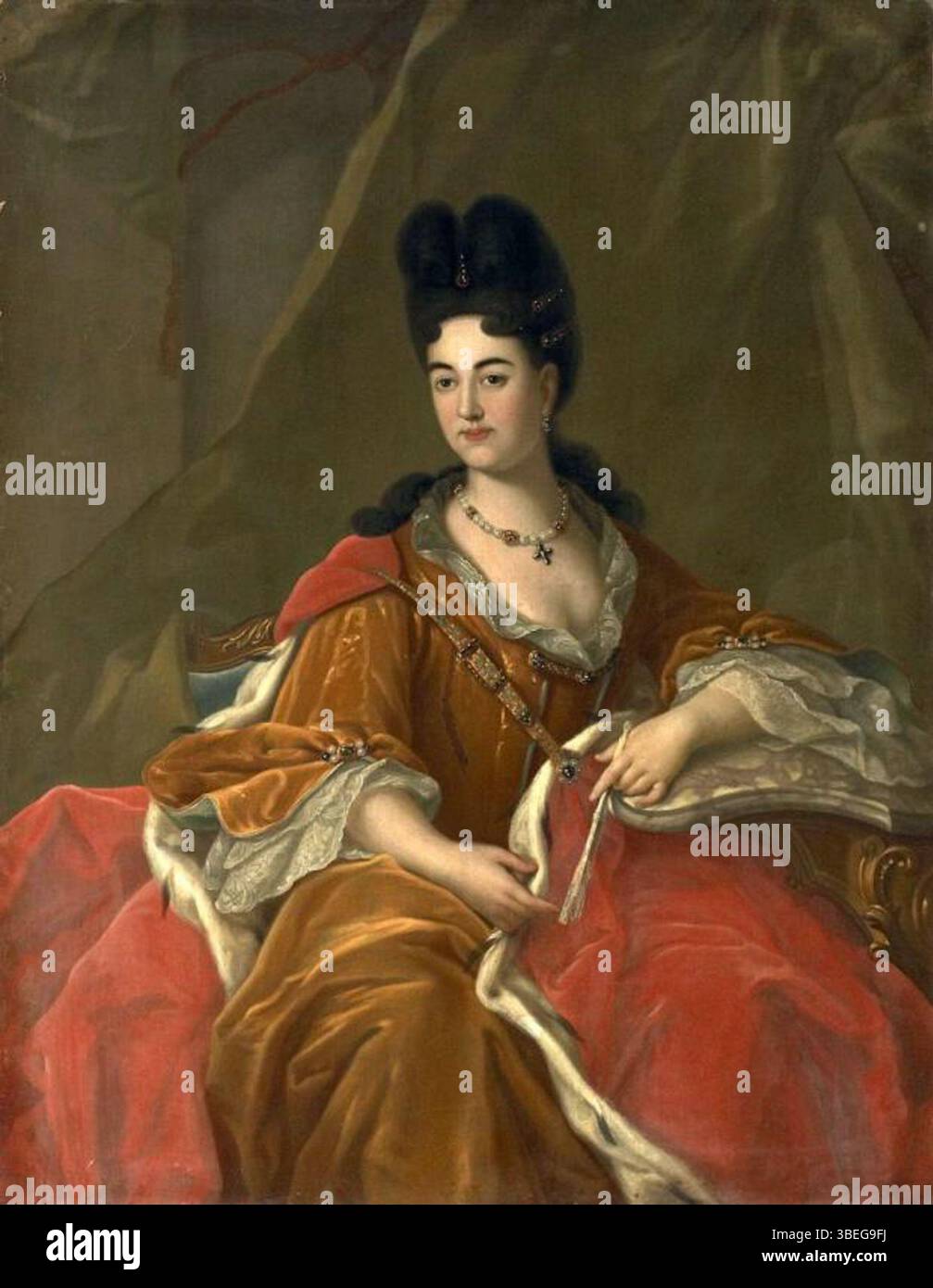 Ritratto di Anna Petrovna Sheremeteva dipinto nel 1768 dall'artista russo Ivan Argunov, con abito aristocratico e composizione formale. Foto Stock