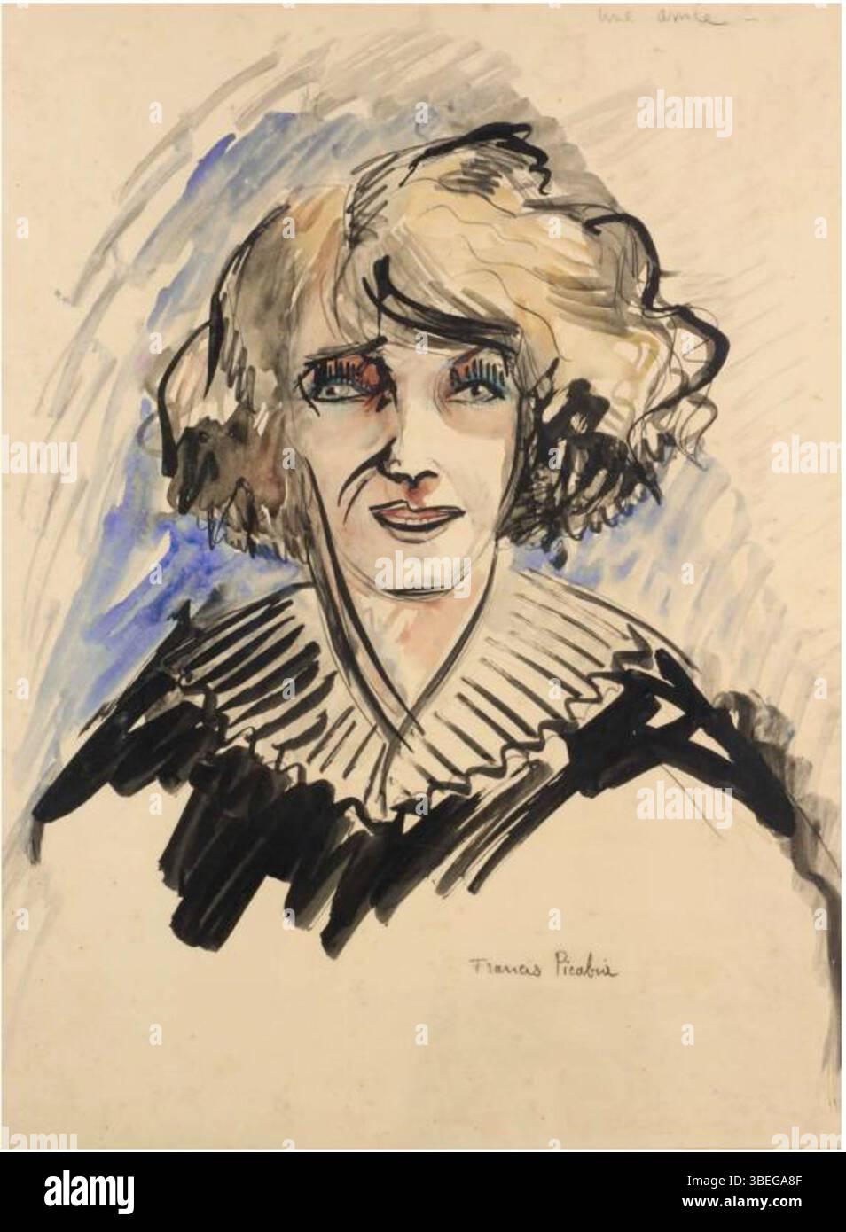 "Une Amie" di Francis Picabia ritrae una donna in una forma astratta e semplificata, esplorando la figura femminile con linee e forme minimali. Il lavoro riflette il continuo impegno di Picabia con l'astrazione, riducendo la forma umana ai suoi componenti essenziali. Foto Stock