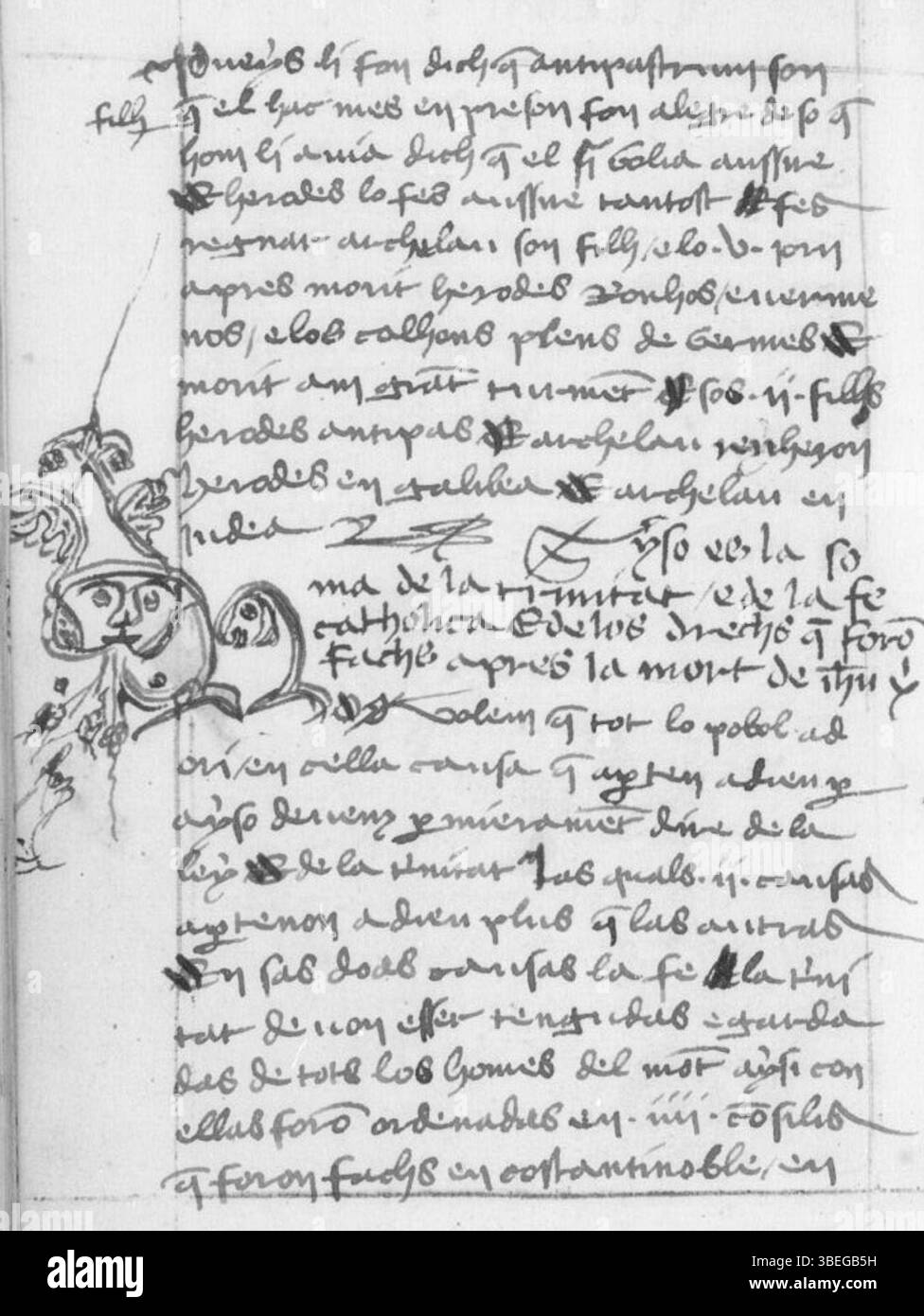 La *Bibbia occitana di acri*, un significativo manoscritto medievale, combina testo biblico con elementi artistici specifici della regione occitana, contribuendo alla storia culturale sia religiosa che regionale. Foto Stock