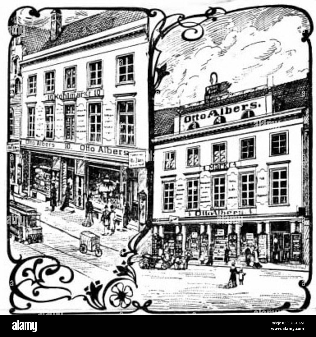 L'edificio otto Albers, situato a Kohlmarkt 10/Markt 4 a Lübeck, fu probabilmente progettato dall'architetto Joseph Christian Lillie intorno al 1805-06, e fu distrutto durante la seconda guerra mondiale nel 1942. Foto Stock