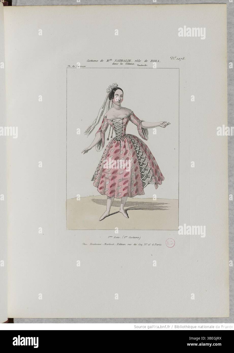 Mademoiselle Nathalie è raffigurata come Zora nel piatto 1278 di "la Gitana" dal volume 13 della serie "Petite galerie dramatique", che mostra costumi teatrali dai teatri di Parigi. La piastra, creata da TH. Du Gymnare, fu pubblicato tra il 1796 e il 1843. Foto Stock