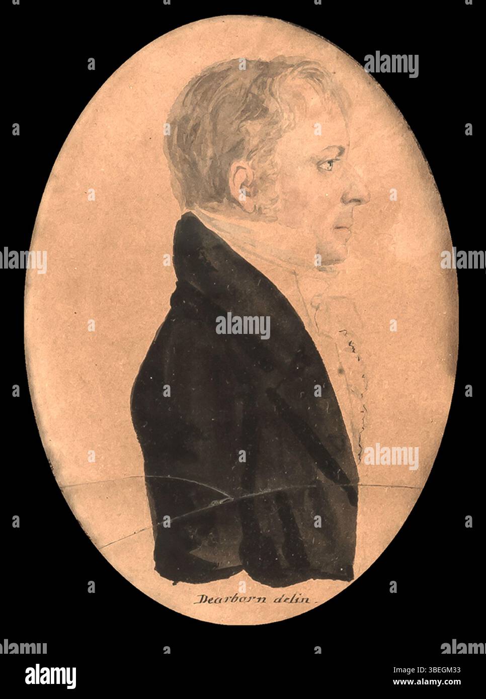 Questa opera d'arte è stata creata da Samuel H. Dearborn nel 1811. È stato prodotto a Lexington, Kentucky, USA, usando acquerello su carta. Le dimensioni del casco sono 10 pollici in altezza e 13 pollici in larghezza. È catalogato con il numero di accesso 5449.1. Foto Stock