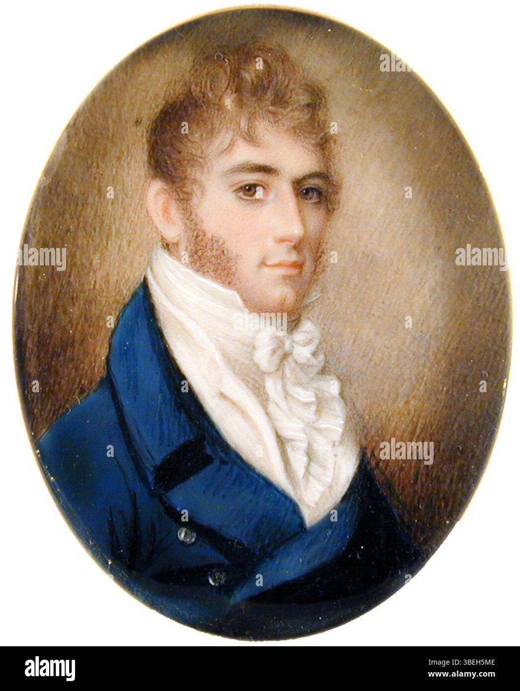 Questo ritratto ad acquerello di William Manigault Heyward fu creato intorno al 1814. L'opera d'arte, dipinta in avorio, misura 3 3/8 x 2 5/8 pollici e cattura Heyward, una figura notevole nell'America dei primi anni del XIX secolo. Foto Stock