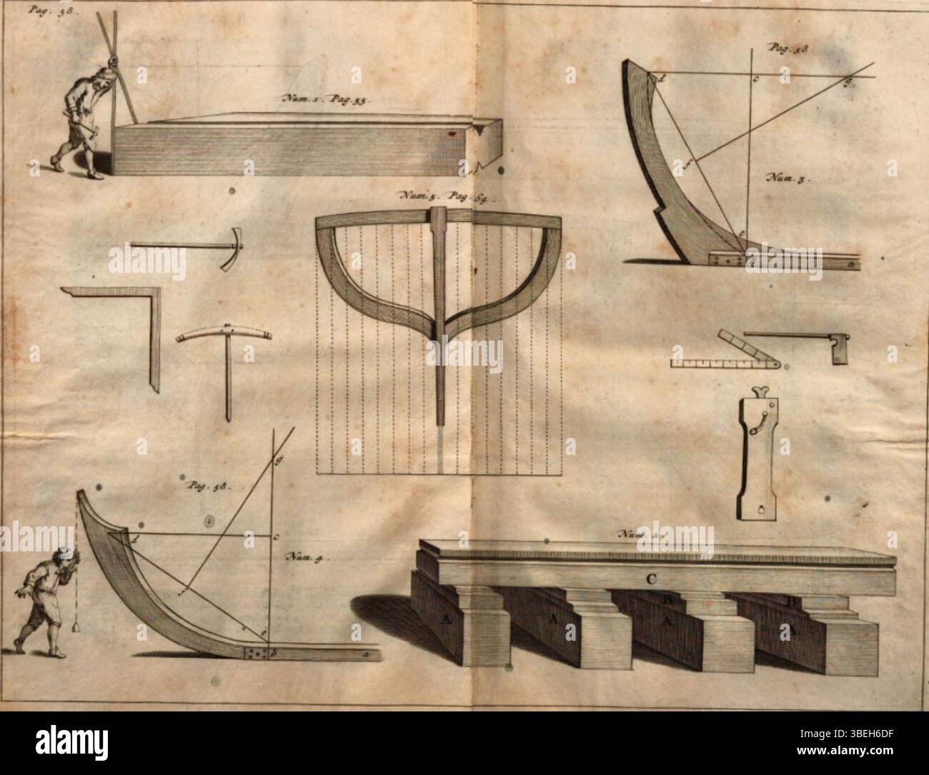 Questo 1697, tratto dal *De Nederlandsche scheeps-bouw-konst opengestelt*, presenta il disegno dettagliato di una nave olandese del secolo d'oro, eseguita da Cornelis van YK e illustrata da Jan e Caspar Luyken. Foto Stock