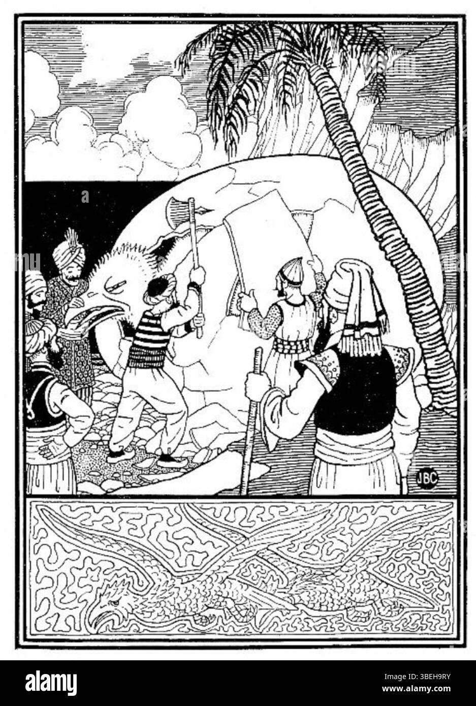 The Egg è un libro illustrato da Joseph Benwell Clark, risalente al 1896. Raffigura un uovo, un'immagine semplice ma simbolicamente ricca, resa con i dettagli caratteristici di Clark e messa a fuoco sui soggetti della natura morta. Questo lavoro fa parte dell'esplorazione di Clark di oggetti quotidiani in forma artistica. Foto Stock