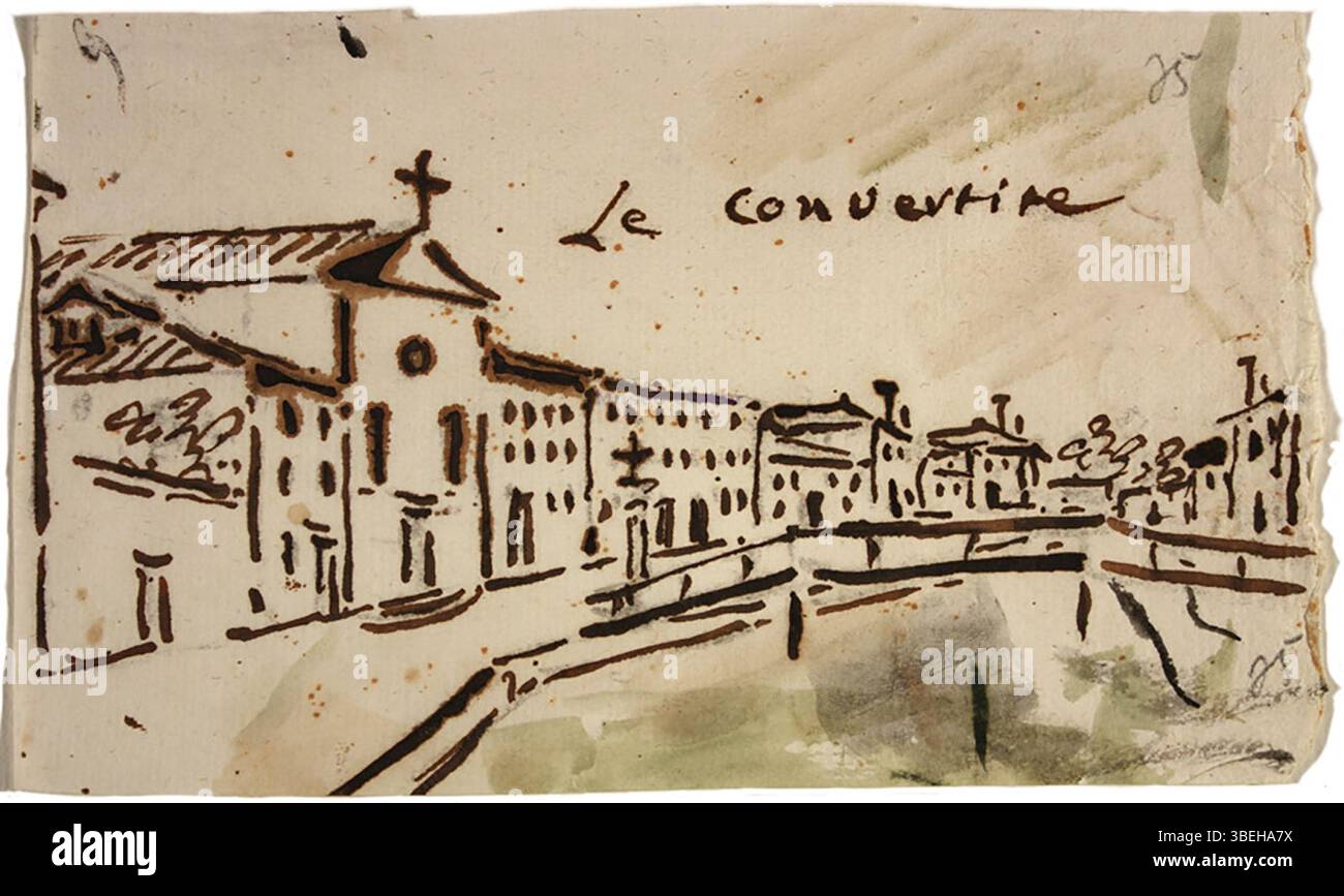 Questo dipinto ottocentesco di Giacomo guardi raffigura la fondamenta delle Convertite, una famosa via di Venezia. Il lavoro di guardi è rinomato per le sue viste dettagliate dell'architettura veneziana, catturando l'essenza dei corsi d'acqua e degli edifici della città. Foto Stock Questo dipinto ottocentesco di Giacomo guardi raffigura la fondamenta delle Convertite, una famosa via di Venezia. Il lavoro di guardi è rinomato per le sue viste dettagliate dell'architettura veneziana, catturando l'essenza dei corsi d'acqua e degli edifici della città. Foto Stock