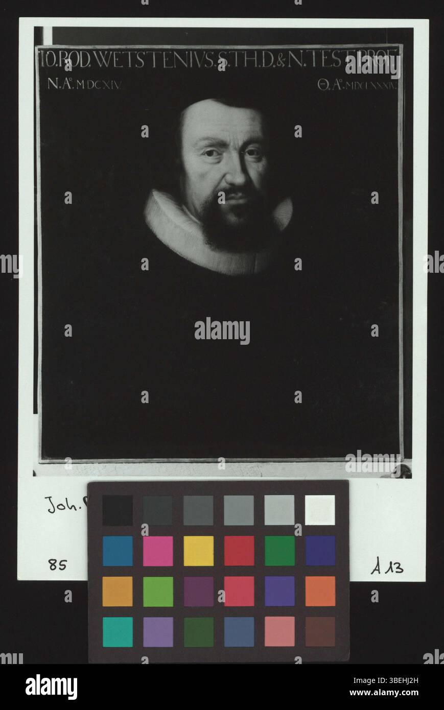 Una fotografia in bianco e nero di un dipinto che mostra io. Asta. Wetstenius dal 1665 circa. Questa immagine è una riproduzione fotografica di un precedente ritratto del XVII secolo. Foto Stock