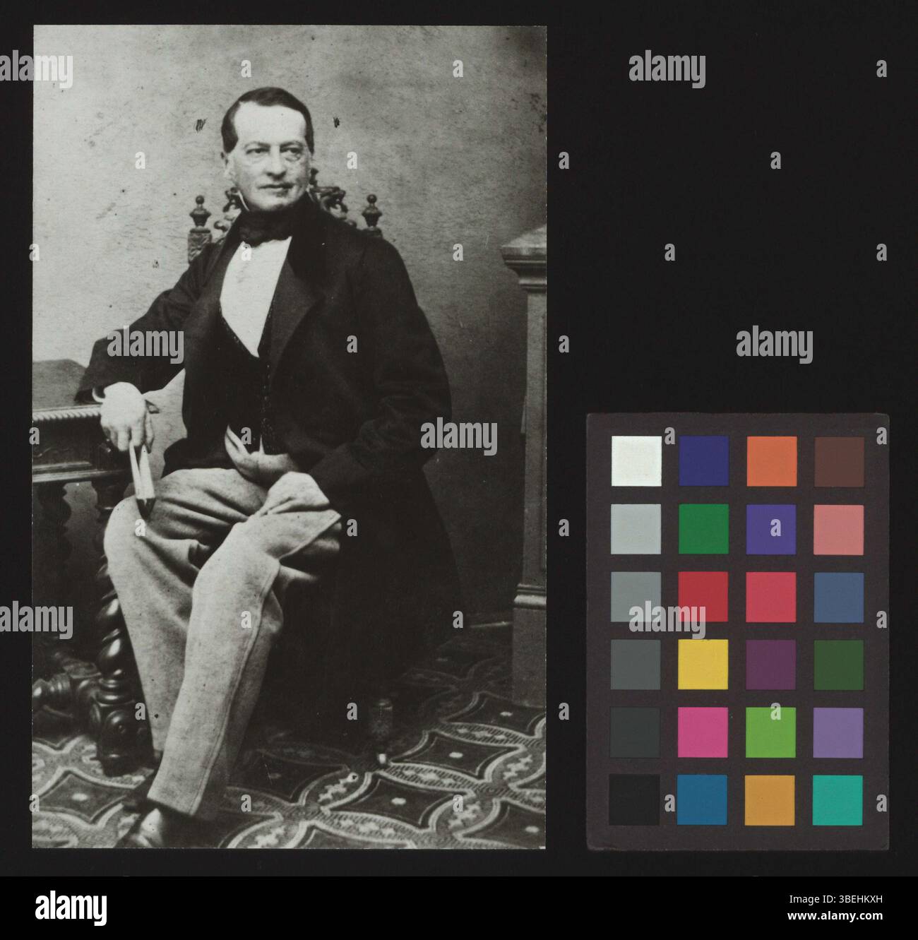 Il ritratto in bianco e nero di Johann Conrad Albrecht-Speiser, seduto, fu prodotto come riproduzione fotografica tra il 1840 e il 1860. Foto Stock