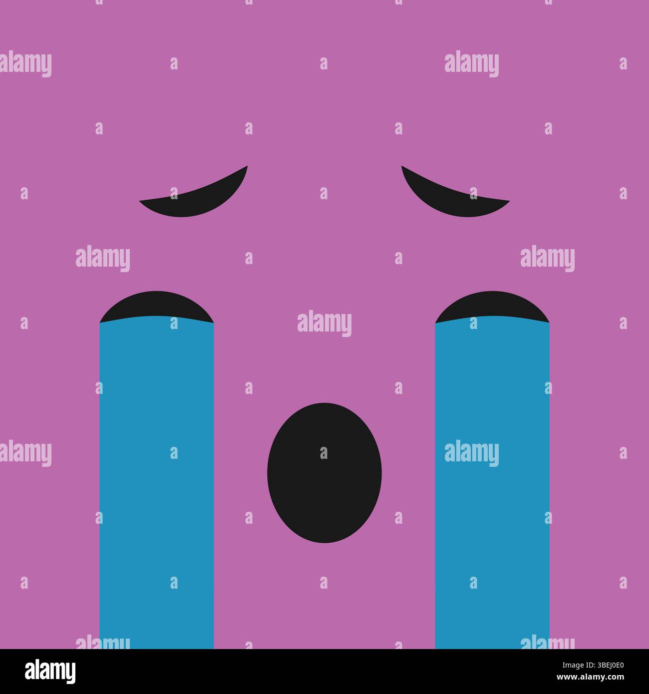 Faccia piangente su sfondo colorato. Illustrazione vettoriale Illustrazione Vettoriale