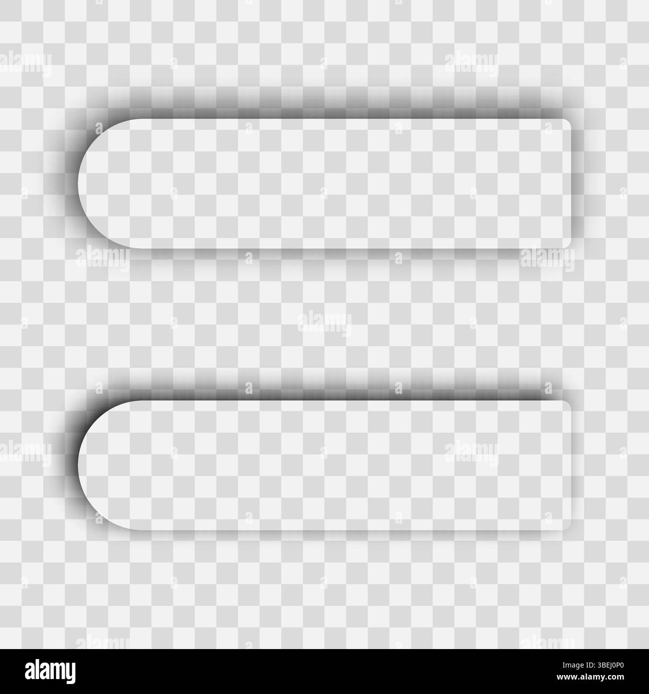 Ombra realistica trasparente scura. Set di due rettangoli con angoli arrotondati ombre isolate su sfondo trasparente. Illustrazione vettoriale. Illustrazione Vettoriale