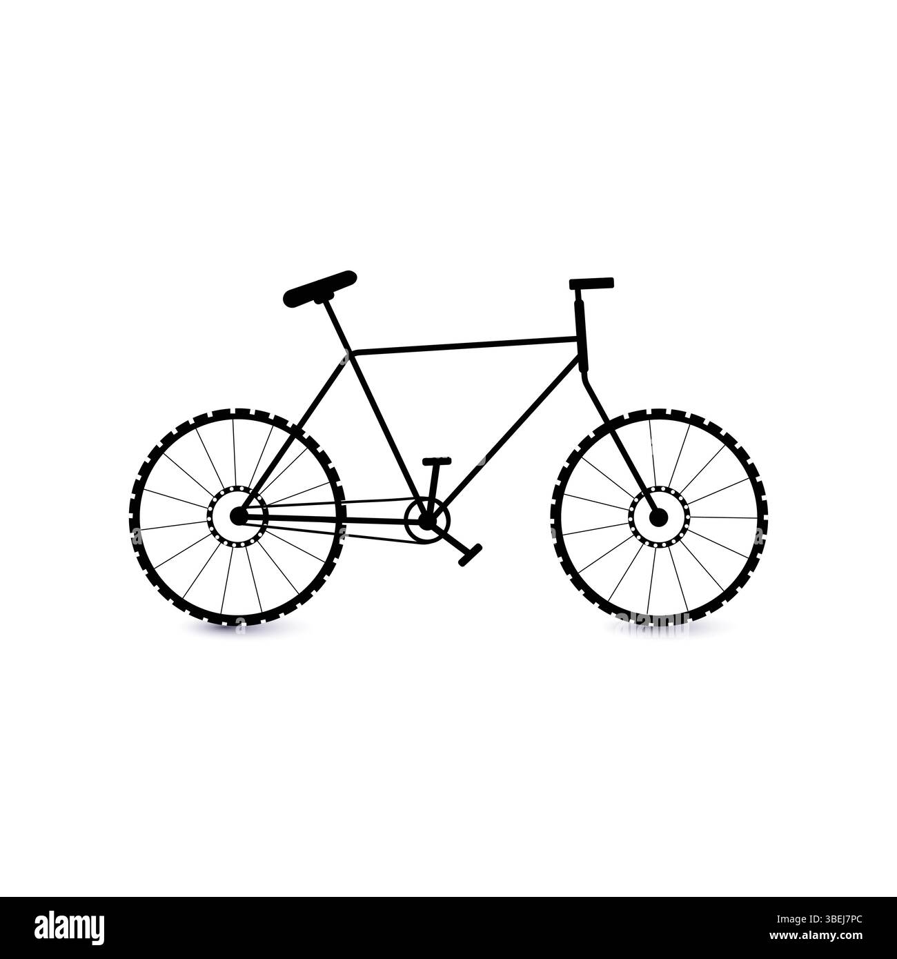 Illustrazione minimalista della bicicletta in bianco e nero su sfondo bianco pulito Illustrazione Vettoriale