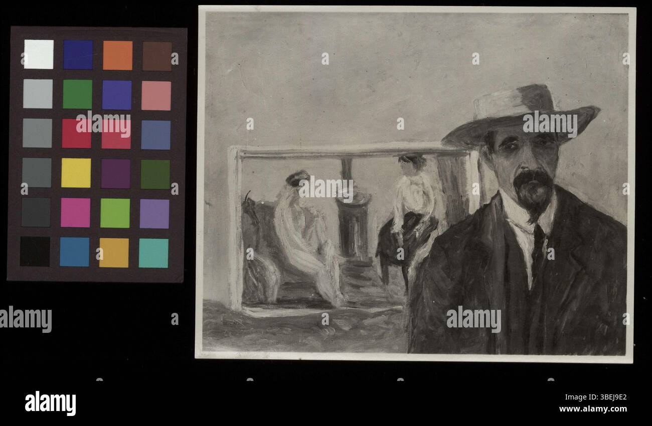 Questa fotografia in bianco e nero, scattata tra il 1892 e il 1919, è una riproduzione fotografica di un autoritratto di Ernst Schiess, che riflette le pratiche artistiche dei primi anni del XX secolo. Foto Stock