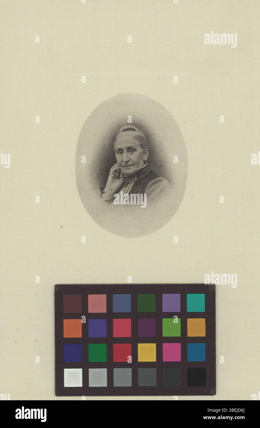 Questa riproduzione fotografica in bianco e nero tra il 1800 e il 1899 ritrae Emma Elisabeth Oser, catturando lo stile formale tipico della fotografia del periodo. Foto Stock