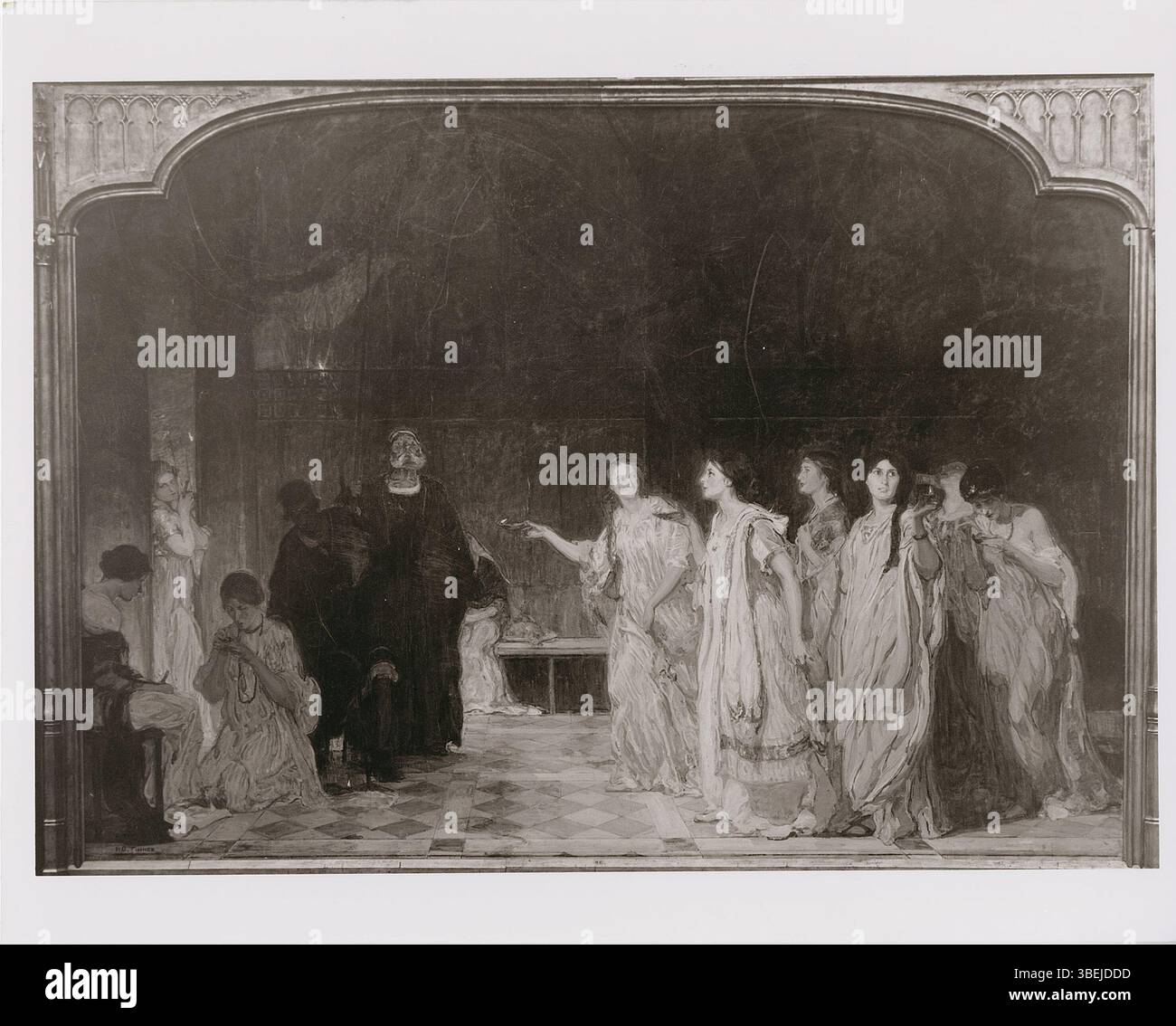 Questa è una fotografia del dipinto perduto di Henry Ossawa Tanner del 1909 "Behold the Bridegroom Cometh". Chiamata anche "le Vergini sagge e sciocche", descrive il tema della preparazione spirituale attraverso immagini bibliche. Il pezzo originale non esiste più. Foto Stock