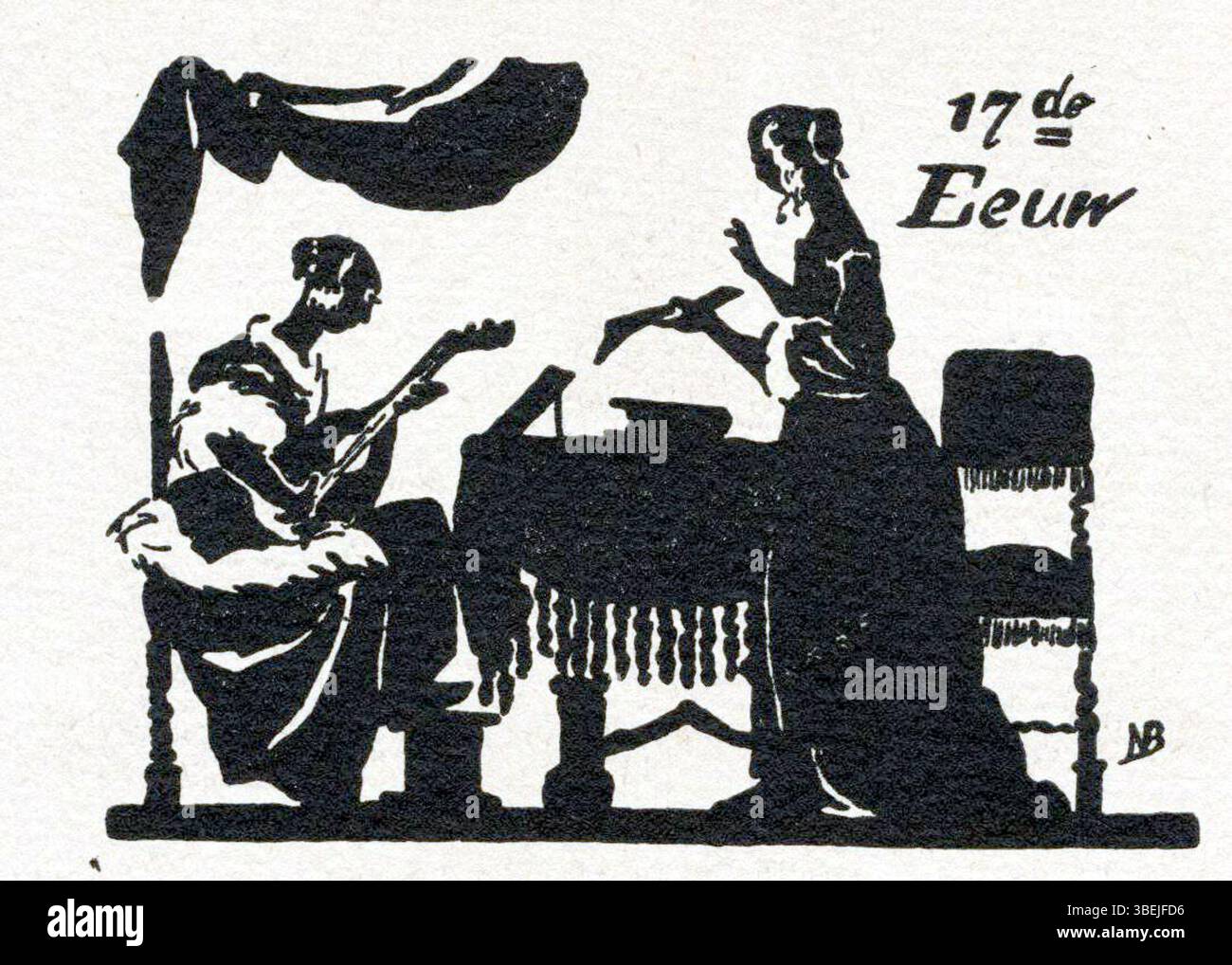 Questa illustrazione femminile del XVII secolo di Nelly Bodenheim illustra il suo talento nel rappresentare figure storiche. La gamma artistica di Bodenheim si estendeva per oltre mezzo secolo, catturando la moda e l'estetica di molti secoli con un'enfasi sui dettagli e la precisione. Foto Stock