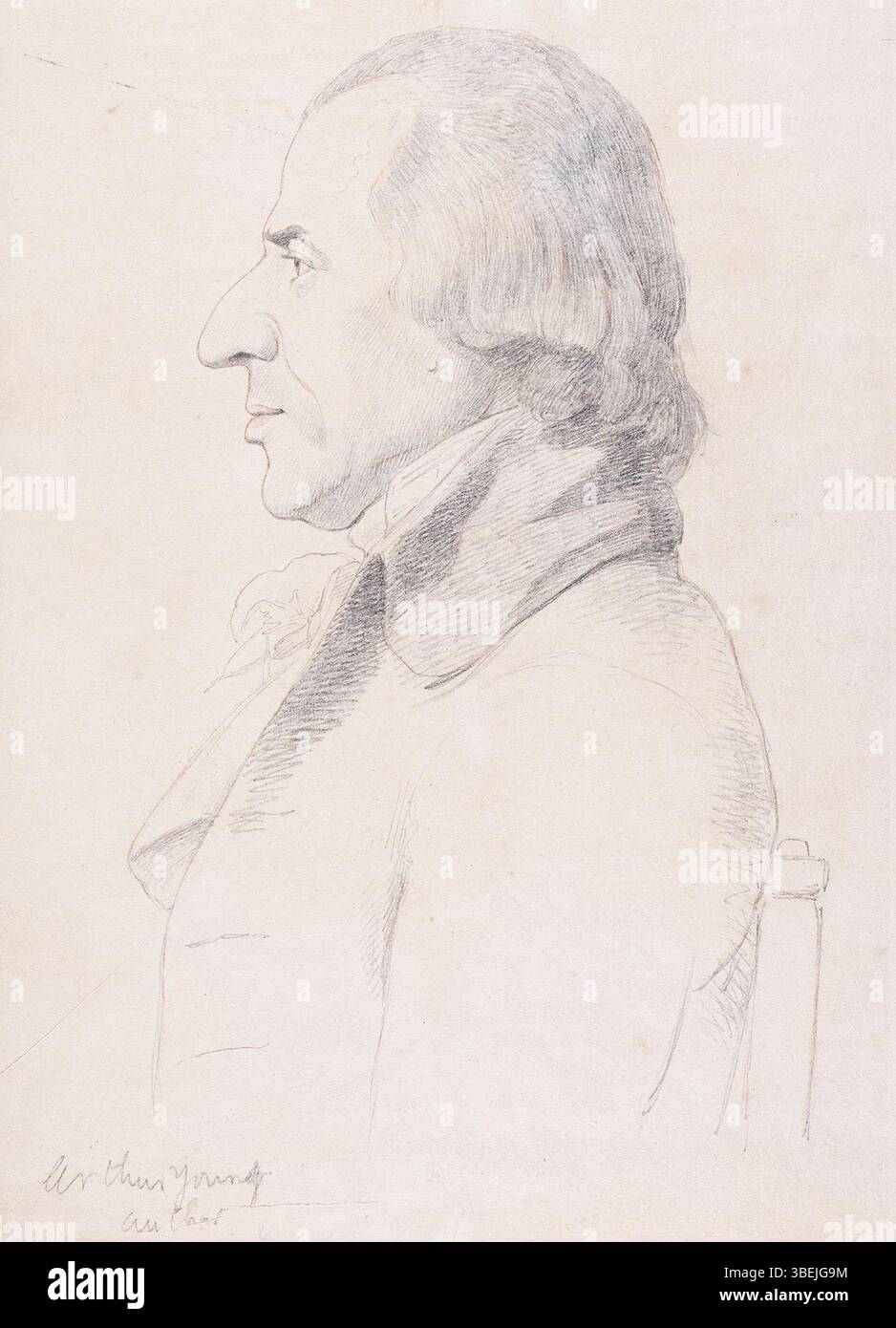 Il ritratto di William Daniell di Arthur Young (1741-1820), agricoltore e scrittore, fu creato da un disegno di George Dance il giovane. L'opera con gesso e matita, creata tra il 1802 e il 1814, è servita come pezzo preparatorio per la serie di incisioni su terreno tenero di Daniell, pubblicata nel 1814. Foto Stock