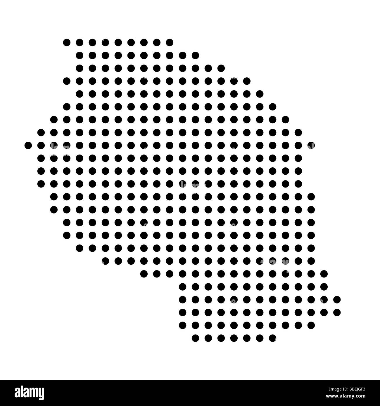 Mappa punteggiata del paese della Tanzania. Illustrazione di pixel con macchie nere isolata su sfondo bianco. Mosaico del cerchio vettoriale. Illustrazione Vettoriale