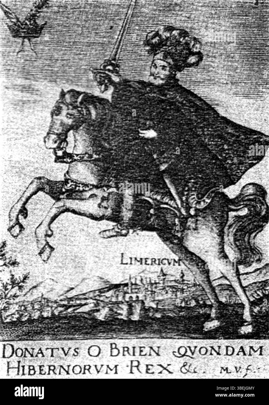 Questo grande dipinto del 1690 di Van Wyck ritrae Donough Cairbreach o'Brien, re di Limerick e Thomond, montato in armatura completa su un cavallo che si allena. L'iscrizione sul dipinto lo identifica come un re del XIII secolo. Foto Stock